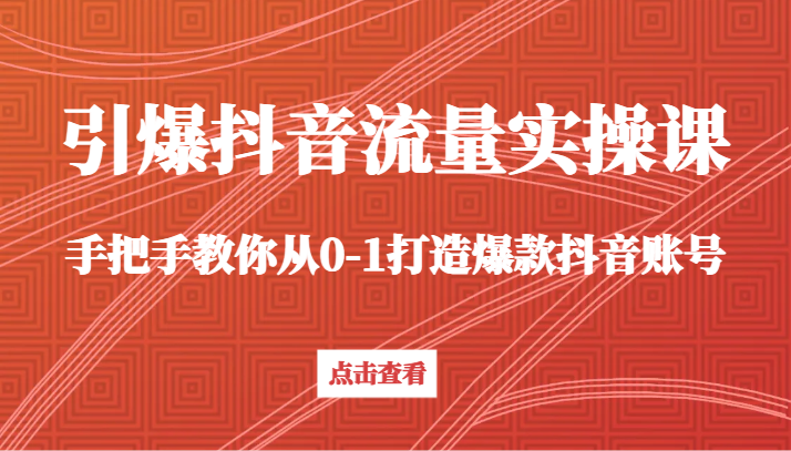 引爆抖音流量实操课，手把手教你从0-1打造爆款抖音账号-网站游戏源码-黑科技工具分享-www.0592tk.cn-厦门腾空互联