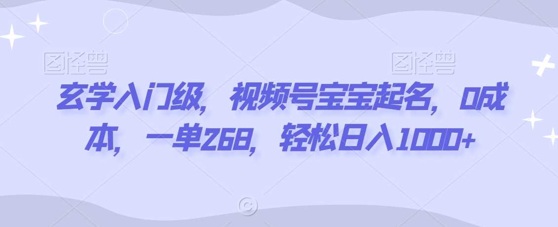 玄学入门级，视频号宝宝起名，0成本，一单268，轻松日入1000+【揭秘】-网站游戏源码-黑科技工具分享-www.0592tk.cn-厦门腾空互联