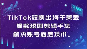 TikTok短剧出海干美金-爆款短剧剪辑手法，解决账号底层技术。-网站游戏源码-黑科技工具分享-www.0592tk.cn-厦门腾空互联