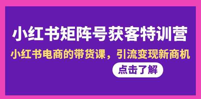 小红书矩阵号获客特训营-第10期，小红书电商的带货课，引流变现新商机-网站游戏源码-黑科技工具分享-www.0592tk.cn-厦门腾空互联