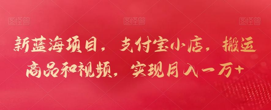 新蓝海项目，支付宝小店，搬运商品和视频，实现月入一万+【揭秘】-网站游戏源码-黑科技工具分享-www.0592tk.cn-厦门腾空互联