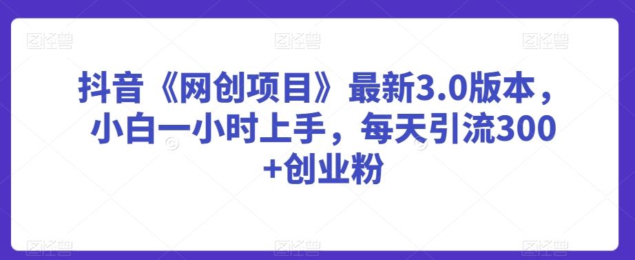 抖音《网创项目》最新3.0版本，小白一小时上手，每天引流300+创业粉【揭秘】-网站游戏源码-黑科技工具分享-www.0592tk.cn-厦门腾空互联