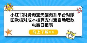 小红书财务淘宝天猫淘系平台对账回款核对成本核算支付宝自动取数电商日报表-网站游戏源码-黑科技工具分享-www.0592tk.cn-厦门腾空互联