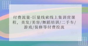 付费流量·巨量线索线上集训营课程，美发/美容/舞蹈培训/二手车/游戏/装修等付费投流-网站游戏源码-黑科技工具分享-www.0592tk.cn-厦门腾空互联