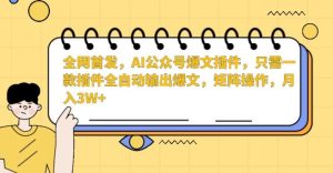 全网首发，AI公众号爆文插件，只需一款插件全自动输出爆文，矩阵操作，月入3W+【揭秘】-网站游戏源码-黑科技工具分享-www.0592tk.cn-厦门腾空互联