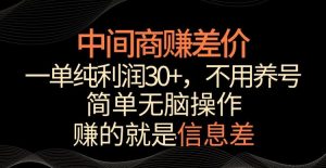 中间商赚差价，一单纯利润30+，简单无脑操作，赚的就是信息差，轻轻松松日入1000+【揭秘】-网站游戏源码-黑科技工具分享-www.0592tk.cn-厦门腾空互联