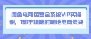 闲鱼电商运营全系统VIP实操课,1部手机随时随地电商卖货-网站游戏源码-黑科技工具分享-www.0592tk.cn-厦门腾空互联