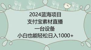 2024年蓝海项目，支付宝素材直播，无需出境，小白也能日入1000+ ，实操教程【揭秘】-网站游戏源码-黑科技工具分享-www.0592tk.cn-厦门腾空互联
