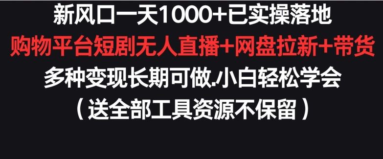 新风口一天1000+已实操落地购物平台短剧无人直播+网盘拉新+带货多种变现长期可做【揭秘】-网站游戏源码-黑科技工具分享-www.0592tk.cn-厦门腾空互联