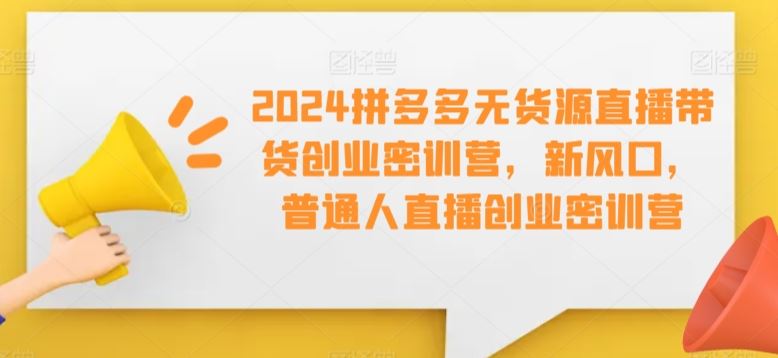 2024拼多多无货源直播带货创业密训营，新风口，普通人直播创业密训营-网站游戏源码-黑科技工具分享-www.0592tk.cn-厦门腾空互联