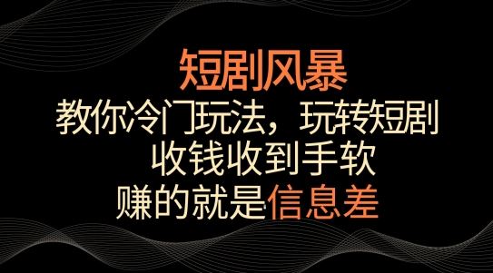 短剧风暴，教你冷门玩法，玩转短剧，收钱收到手软【揭秘】-网站游戏源码-黑科技工具分享-www.0592tk.cn-厦门腾空互联