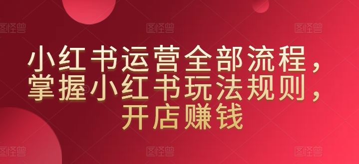 小红书运营全部流程，掌握小红书玩法规则，开店赚钱-网站游戏源码-黑科技工具分享-www.0592tk.cn-厦门腾空互联