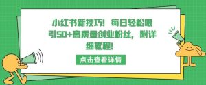 小红书新技巧，每日轻松吸引50+高质量创业粉丝，附详细教程【揭秘】-网站游戏源码-黑科技工具分享-www.0592tk.cn-厦门腾空互联