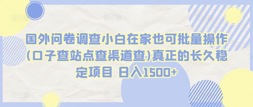 国外问卷调查小白在家也可批量操作(口子查站点查渠道查)真正的长久稳定项目 日入1500+【揭秘】-网站游戏源码-黑科技工具分享-www.0592tk.cn-厦门腾空互联