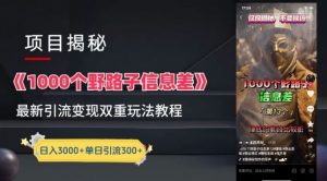一千个野路子信息差最新玩法教程-变现+引流的玩法具体拆解【揭秘】-网站游戏源码-黑科技工具分享-www.0592tk.cn-厦门腾空互联