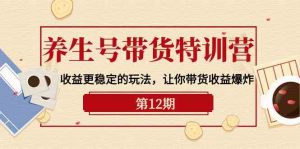 养生号带货特训营【12期】收益更稳定的玩法,让你带货收益爆炸(9节直播课)-网站游戏源码-黑科技工具分享-www.0592tk.cn-厦门腾空互联