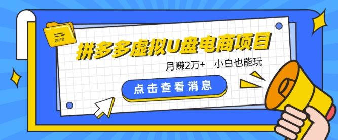 拼多多虚拟U盘电商红利项目:月赚2万+,新手小白也能玩-网站游戏源码-黑科技工具分享-www.0592tk.cn-厦门腾空互联