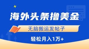 海外头条撸美金,无脑搬运发帖子,月入1万+,小白轻松掌握【揭秘】-网站游戏源码-黑科技工具分享-www.0592tk.cn-厦门腾空互联