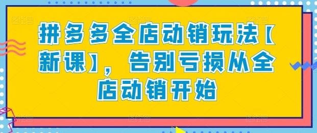 拼多多全店动销玩法【新课】，告别亏损从全店动销开始-网站游戏源码-黑科技工具分享-www.0592tk.cn-厦门腾空互联
