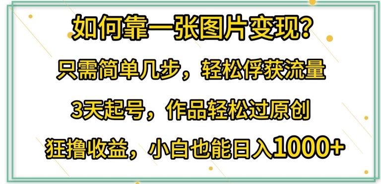 如何靠一张图片变现?只需简单几步,轻松俘获流量,3天起号,作品轻松过原创【揭秘】-网站游戏源码-黑科技工具分享-www.0592tk.cn-厦门腾空互联