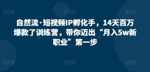 自然流·短视频IP孵化手，14天百万爆款了训练营，带你迈出“月入5w新职业”第一步-网站游戏源码-黑科技工具分享-www.0592tk.cn-厦门腾空互联