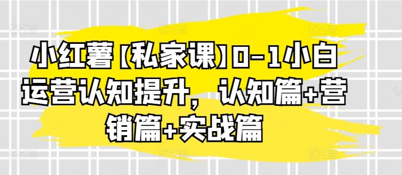 小红薯【私家课】0-1小白运营认知提升，认知篇+营销篇+实战篇-网站游戏源码-黑科技工具分享-www.0592tk.cn-厦门腾空互联