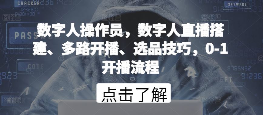 数字人操作员，数字人直播搭建、多路开播、选品技巧，0-1开播流程-网站游戏源码-黑科技工具分享-www.0592tk.cn-厦门腾空互联