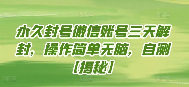 永久封号微信账号三天解封，操作简单无脑，自测【揭秘】-网站游戏源码-黑科技工具分享-www.0592tk.cn-厦门腾空互联