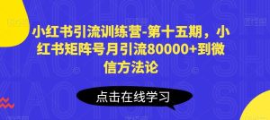 小红书引流训练营-第十五期,小红书矩阵号月引流80000+到微信方法论-网站游戏源码-黑科技工具分享-www.0592tk.cn-厦门腾空互联