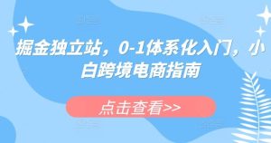 掘金独立站，0-1体系化入门，小白跨境电商指南-网站游戏源码-黑科技工具分享-www.0592tk.cn-厦门腾空互联