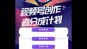 (10804期)蓝海项目,视频号创作分成计划,小白也能轻松上手,日入1000+-网站游戏源码-黑科技工具分享-www.0592tk.cn-厦门腾空互联