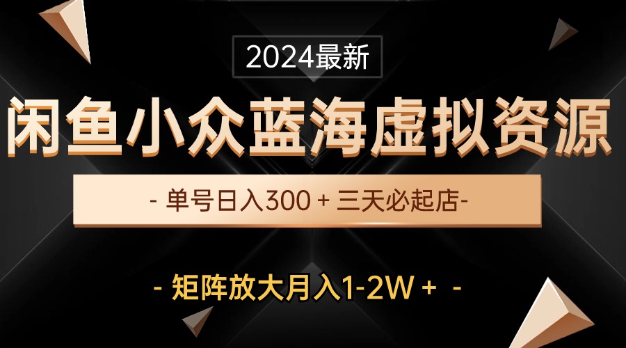 （10336期）最新闲鱼小众蓝海虚拟资源，单号日入300＋，三天必起店，矩阵放大月入1-2W-网站游戏源码-黑科技工具分享-www.0592tk.cn-厦门腾空互联