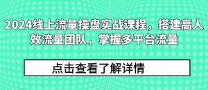 2024线上流量操盘实战课程,搭建高人效流量团队,掌握多平台流量-网站游戏源码-黑科技工具分享-www.0592tk.cn-厦门腾空互联