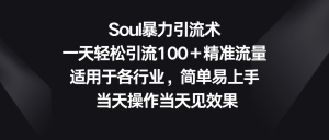 Soul暴力引流术,一天轻松引流100+精准流量,适用于各行业,简单易上手!-网站游戏源码-黑科技工具分享-www.0592tk.cn-厦门腾空互联