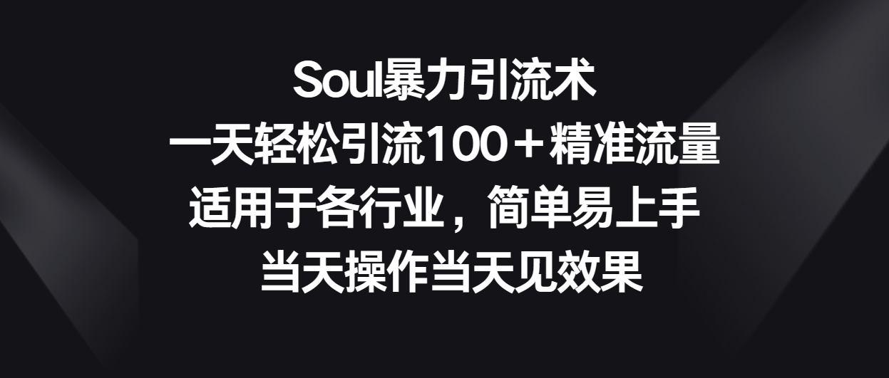 Soul暴力引流术，一天轻松引流100＋精准流量，适用于各行业，简单易上手！-网站游戏源码-黑科技工具分享-www.0592tk.cn-厦门腾空互联