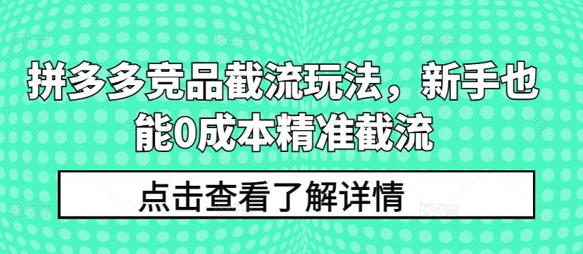 拼多多竞品截流玩法,新手也能0成本精准截流-网站游戏源码-黑科技工具分享-www.0592tk.cn-厦门腾空互联