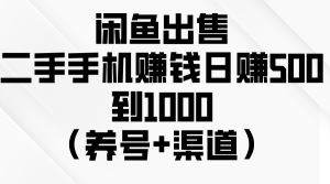 （10269期）闲鱼出售二手手机赚钱，日赚500到1000（养号+渠道）-网站游戏源码-黑科技工具分享-www.0592tk.cn-厦门腾空互联