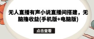 无人直播有声小说直播间搭建,无脑撸收益(手机版+电脑版)-网站游戏源码-黑科技工具分享-www.0592tk.cn-厦门腾空互联