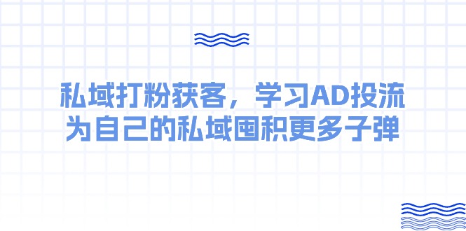 (10728期)某收费课:私域打粉获客,学习AD投流,为自己的私域囤积更多子弹-网站游戏源码-黑科技工具分享-www.0592tk.cn-厦门腾空互联