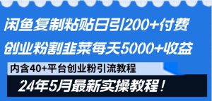 闲鱼复制粘贴日引200+付费创业粉,24年5月最新方法!割韭菜日稳定5000+收益-网站游戏源码-黑科技工具分享-www.0592tk.cn-厦门腾空互联
