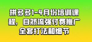 拼多多1-4月份培训课程,自然流强付费推广全套打法和细节-网站游戏源码-黑科技工具分享-www.0592tk.cn-厦门腾空互联
