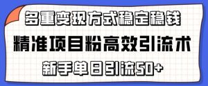 精准项目粉高效引流术,新手单日引流50+,多重变现方式稳定赚钱【揭秘】-网站游戏源码-黑科技工具分享-www.0592tk.cn-厦门腾空互联
