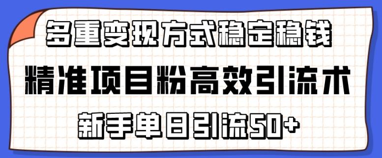 精准项目粉高效引流术，新手单日引流50+，多重变现方式稳定赚钱【揭秘】-网站游戏源码-黑科技工具分享-www.0592tk.cn-厦门腾空互联