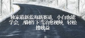 独家最新蓝海新赛道，小白也能学会，AI制作下雪治愈视频，轻松撸收益【揭秘】-网站游戏源码-黑科技工具分享-www.0592tk.cn-厦门腾空互联