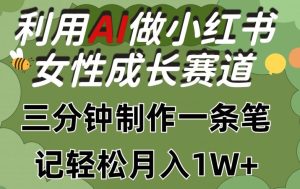 利用Ai做小红书女性成长赛道,三分钟制作一条笔记,轻松月入1w+【揭秘】-网站游戏源码-黑科技工具分享-www.0592tk.cn-厦门腾空互联