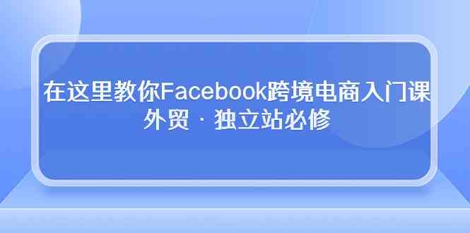 在这里教你Facebook跨境电商入门课，外贸·独立站必修（19节课）-网站游戏源码-黑科技工具分享-www.0592tk.cn-厦门腾空互联