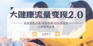 （10871期）大健康 流量 变现2.0：拓高变现 流量/成高客单/低粉高变现/只讲落地实战-网站游戏源码-黑科技工具分享-www.0592tk.cn-厦门腾空互联