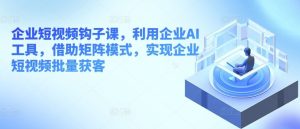 企业短视频钩子课,利用企业AI工具,借助矩阵模式,实现企业短视频批量获客-网站游戏源码-黑科技工具分享-www.0592tk.cn-厦门腾空互联