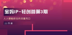 宝妈IP轻创营第3期,人人都能抓住的流量风口(21节课)-网站游戏源码-黑科技工具分享-www.0592tk.cn-厦门腾空互联