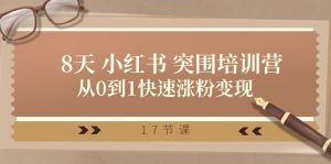 28天小红书突围培训营,从0到1快速涨粉变现(17节课)-网站游戏源码-黑科技工具分享-www.0592tk.cn-厦门腾空互联